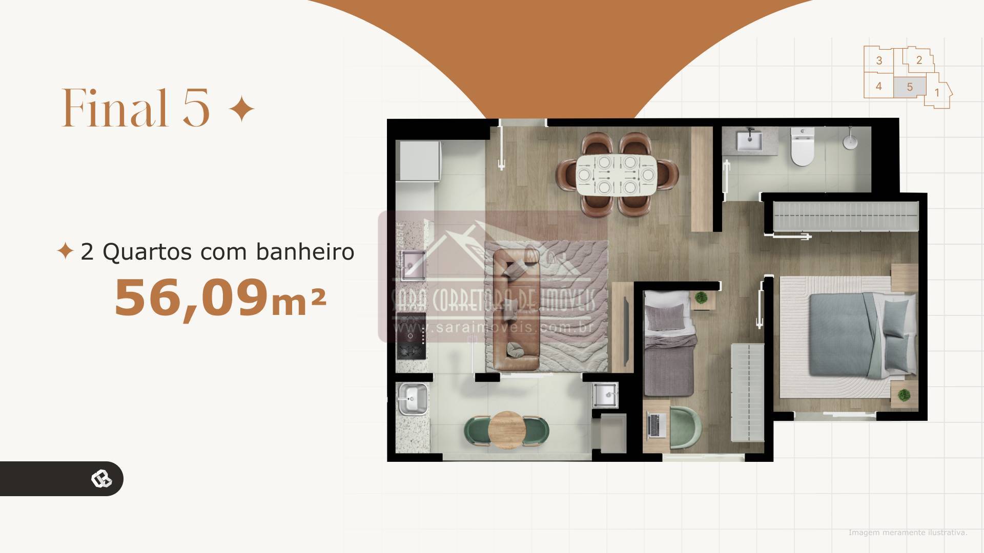 Apartamento, 2 quartos, 56 m² - Foto 2